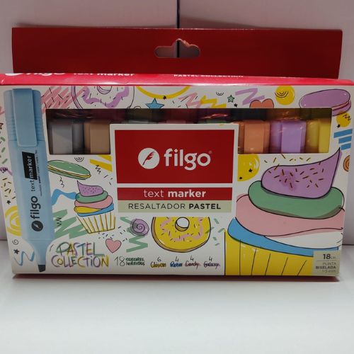 Marcadores Filgo en tonos pasteles x 18